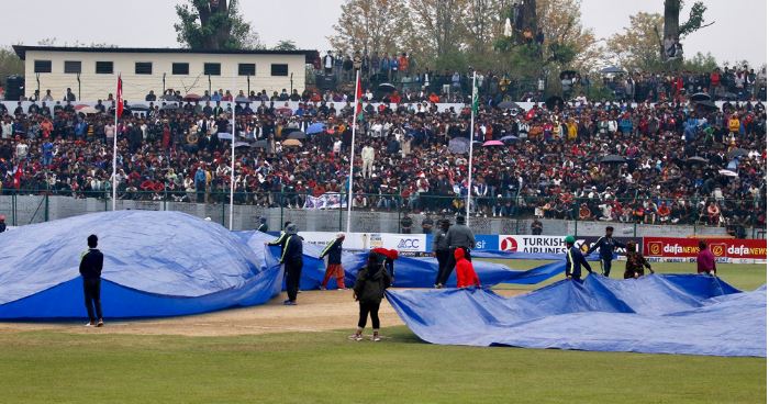नेपाल र यूएईको खेल वर्षाले प्रभावित